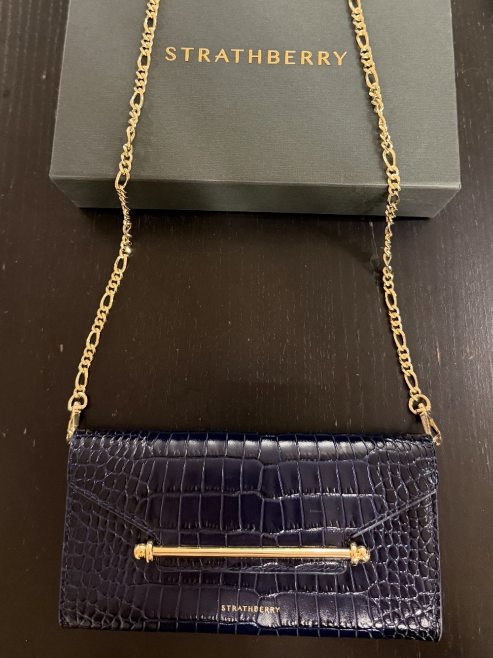 Multrees Chain Wallet - Embossed Croc Navy - Picture 6 of 9